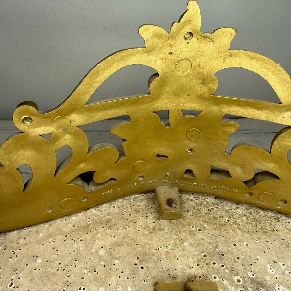 Vtg 1965s Gold Ornate Rose & Marble Wall Shelf Dart Syroco Hollywood Regency MCM